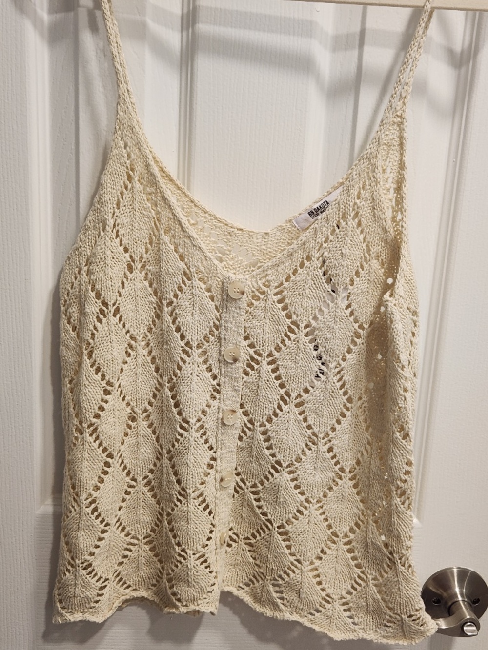 NWT BB Dakota Steve Madden Beige Knit Button Front Tank Top 21" Long Large